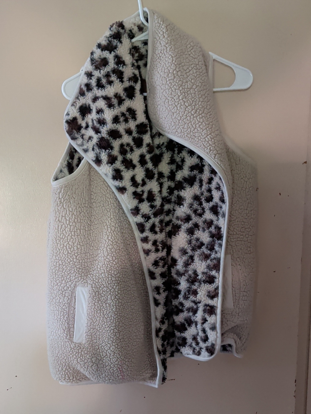 C.C Cream Sherpa Vest with Brown Leather Patch